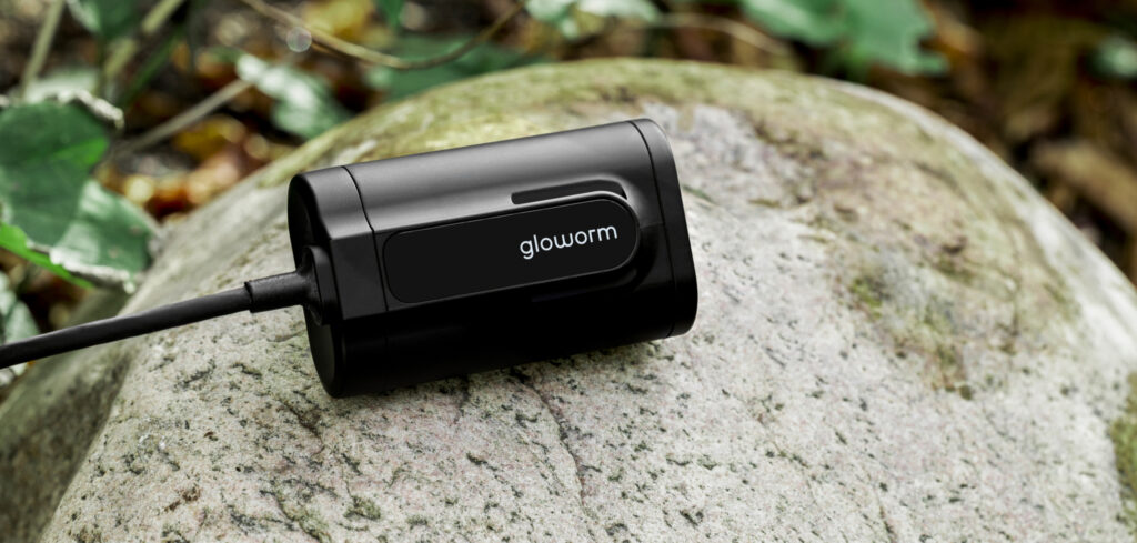 Gloworm Power Pack 5 (G2.1) rechargeable external battery pack with USB-C cable for mountain bike light systems.